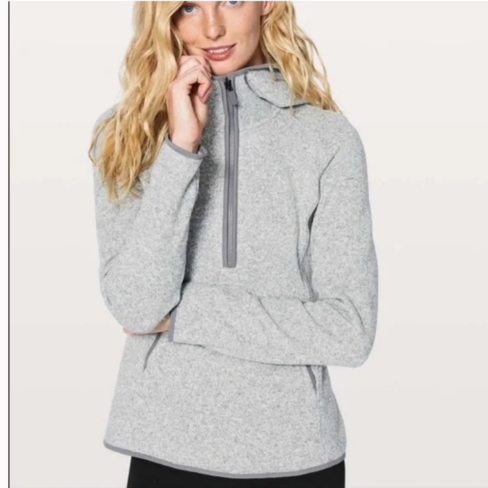 heathered grey fleece half zip
